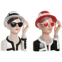 Decoratieve figuren Home ESPRIT Zwart Rood Vrouw 17,5 X 14 X 27 CM (2 Stuks)
