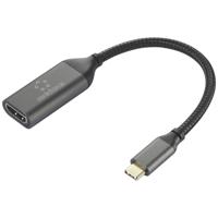 Renkforce RF-5234038 USB-C / HDMI Adapterkabel [1x USB-C stekker - 1x HDMI-bus] Zwart Afscherming gevlochten 0.15 m