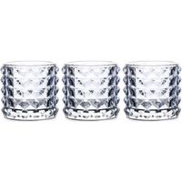 3x Waxinelichthouders lichtblauw glas Lyon 10 cm   -