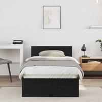 Bedframe met hoofdeinde Zwart eiken 90 x 190 cm Bewerkt hout