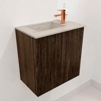 Toiletmeubel Mondiaz Joya Dlux | 40 cm | Meubelkleur Walnut | Faye wastafel Opalo Wasbak Links | 1 kraangat
