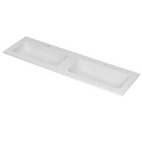 INK Aspekt Wastafel Porselein Dubbel met 2 Kraangaten - 1600x450x15 mm - Mat Wit