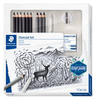 Houtskoolpotloodset staedtler 12dlg | 4 stuks