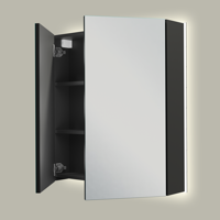 Linie Montro spiegelkast 70 x 75 cm mat zwart met spiegelverlichting