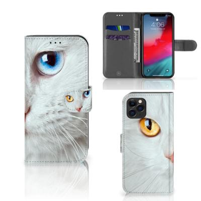 Apple iPhone 11 Pro | Telefoonhoesje | Met pasjeshouder | Witte Kat