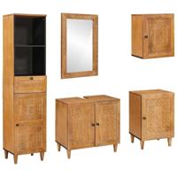 Badkamermeubelset met lade 5 pcs Bruin 38 x 33 x 160 cm