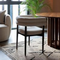 Dutchbone Eetkamerstoel 'Sela' Geweven stof, kleur Off White