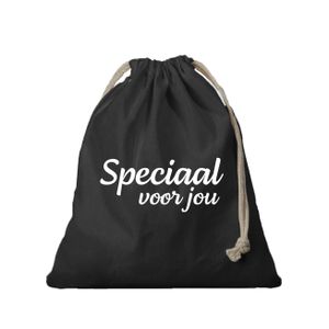 1x Canvas cadeautasje Speciaal voor jou zwart met koord 25 x 30 cm