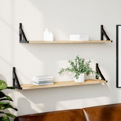 Wandschappen 2 st 80x15x15,5 cm bewerkt hout sonoma eikenkleur