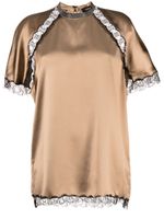 Fabiana Filippi lace-trim satin blouse - Marron