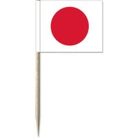 50x Vlaggetjes prikkers Japan 8 cm hout/papier   -