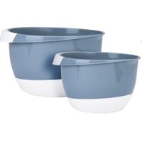 Set van 2x mengkommen/roerkommen kunststof turquoise blauw 2L en 3,5L