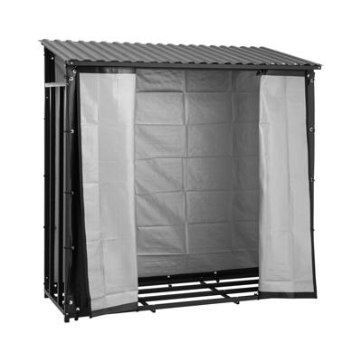 Brandhoutrek - met dekzeil en dak - 800 kg - 89 x 191 x 192,5 cm - zwart