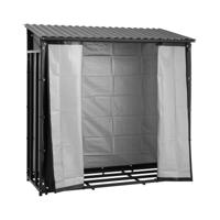 Brandhoutrek - met dekzeil en dak - 800 kg - 89 x 191 x 192,5 cm - zwart
