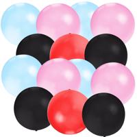 Bellatio Decorations - 12x groot formaat ballonnen - rood/roze/blauw/zwart - Diameter 60 cm