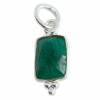 Edelsteen Hanger Smaragd (gekleurd) Rechthoek - Zilver - 8 mm - thumbnail