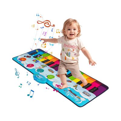 Pianomat voor Kinderen Muzikale Mat met 8 Instrumentgeluiden Kleurrijk Pianoklavier en Geïntegreerde Muziek Opname- en Afspeelfunctie