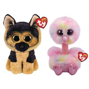 Ty - Knuffel - Beanie Buddy - Spirit German Shepherd & Avery Ostrich