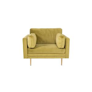 Boom fauteuil velours groen.