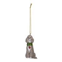 HAES DECO - Kersthanger Hond 5x3x8 cm - Grijs - Kerstdecoratie, Decoratie Hanger, Kerstboomversiering