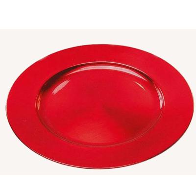 Kaarsenbord - rood - D33 cm - rond - kunststof - kaarsenplateau - onderbord - kaarsen dienblad