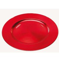 Kaarsenbord - rood - D33 cm - rond - kunststof - kaarsenplateau - onderbord - kaarsen dienblad