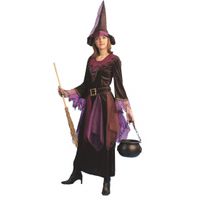 Paars heksen kostuum inclusief hoed 40-42 (L/XL)  - - thumbnail