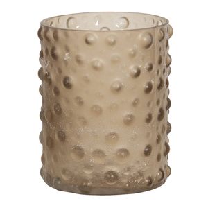 Clayre & Eef Theelichthouder Ø 8x11 cm Beige Glas Rond Waxinelichthouder Beige Waxinelichthouder