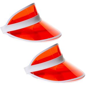 2x Stuks Jaren 80 transparante zonnekleppen - rood