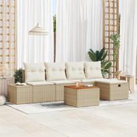 Tuinbankenset met kussen met opslag 6 pcs Beige poly rattan