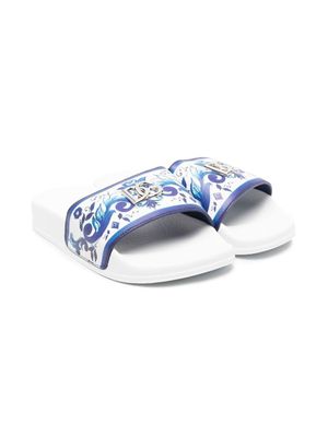 Dolce & Gabbana Kids claquettes à imprimé baroque - Blanc