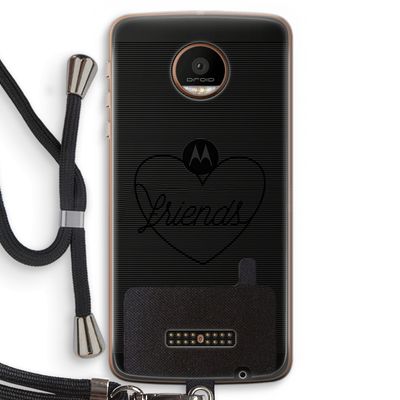 Friends heart black: Motorola Moto Z Force Transparant Hoesje met koord