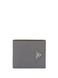 Prada portefeuille pliant à plaque logo - Gris