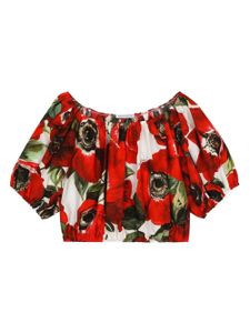 Dolce & Gabbana Kids blouse crop à imprimé Anemone - Blanc