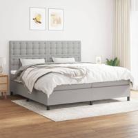 Boxspring met matras stof lichtgrijs 200x200 cm