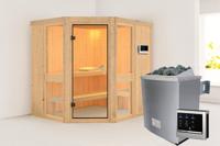 Karibu | Amelia 1 Sauna | Bronzeglas Deur | Kachel 9 kW Externe Bediening - thumbnail