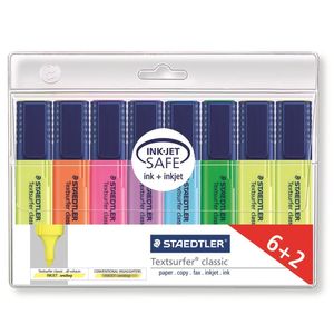 Staedtler Textmarker Textsurfer® classic 364 A WP8 Geel, Rood, Pink, Blauw, Turquoise, Oranje, Groen, Violet 1 mm, 5 mm 8 stuk(s)