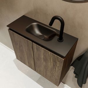 Mondiaz Ture 60cm toiletmeubel dark brown met wastafel urban midden 1 kraangat