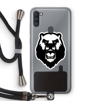 Angry Bear (white): Samsung Galaxy A11 Transparant Hoesje met koord