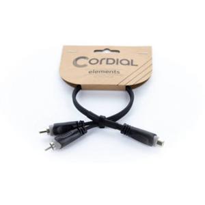 Cordial 14888 Jackplug / Cinch Audio Y-adapter [1x Cinch-koppeling - 2x Cinch-stekker] 0.30 m Zwart PVC-mantel, Tweelingkabel