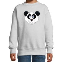 Cartoon panda trui grijs voor jongens en meisjes - Cartoon dieren sweater kinderen 14-15 jaar (170/176)  -