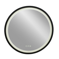 Plieger Nero Round ronde spiegel LED met touch 60cm zwart - thumbnail