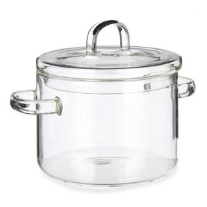 Kookpan met deksel - borosilicaat glas - 1L - D14 x H19 cm - transparant