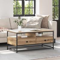 Salontafel met lade artisanaal eikenkleurig 100 x 51 x 45 cm