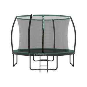 ronde tuintrampoline met veiligheidsnet, Zwart + Donkergroen / Ø 305 cm