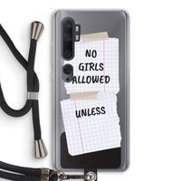 No Girls Allowed Unless: Xiaomi Mi Note 10 Transparant Hoesje met koord