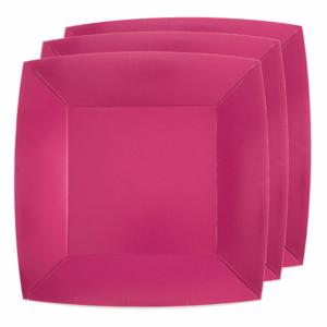 Santex Bordjes karton - 20x - vierkant - fuchsia roze - 23 x 23 cm - feestbordjes