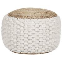 Beliani - AIZA - Poef - Wit|Beige - Jute