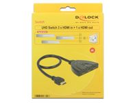 Delock 18600 HDMI UHD Switch 3 x HDMI in > 1 x HDMI uit 4K 60 Hz met geïntegreerde kabel 50cm - thumbnail