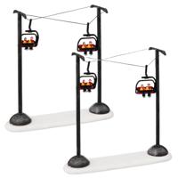 Kerstdorp stoeltjeslift - 2x - wintersport - 23 x 7,5 x 22 cm - kunststof/polyresin